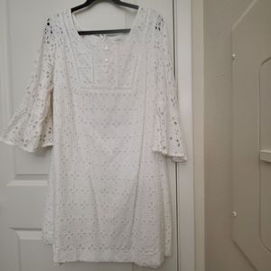 Dressbarn White Floral Cutout Dress.
